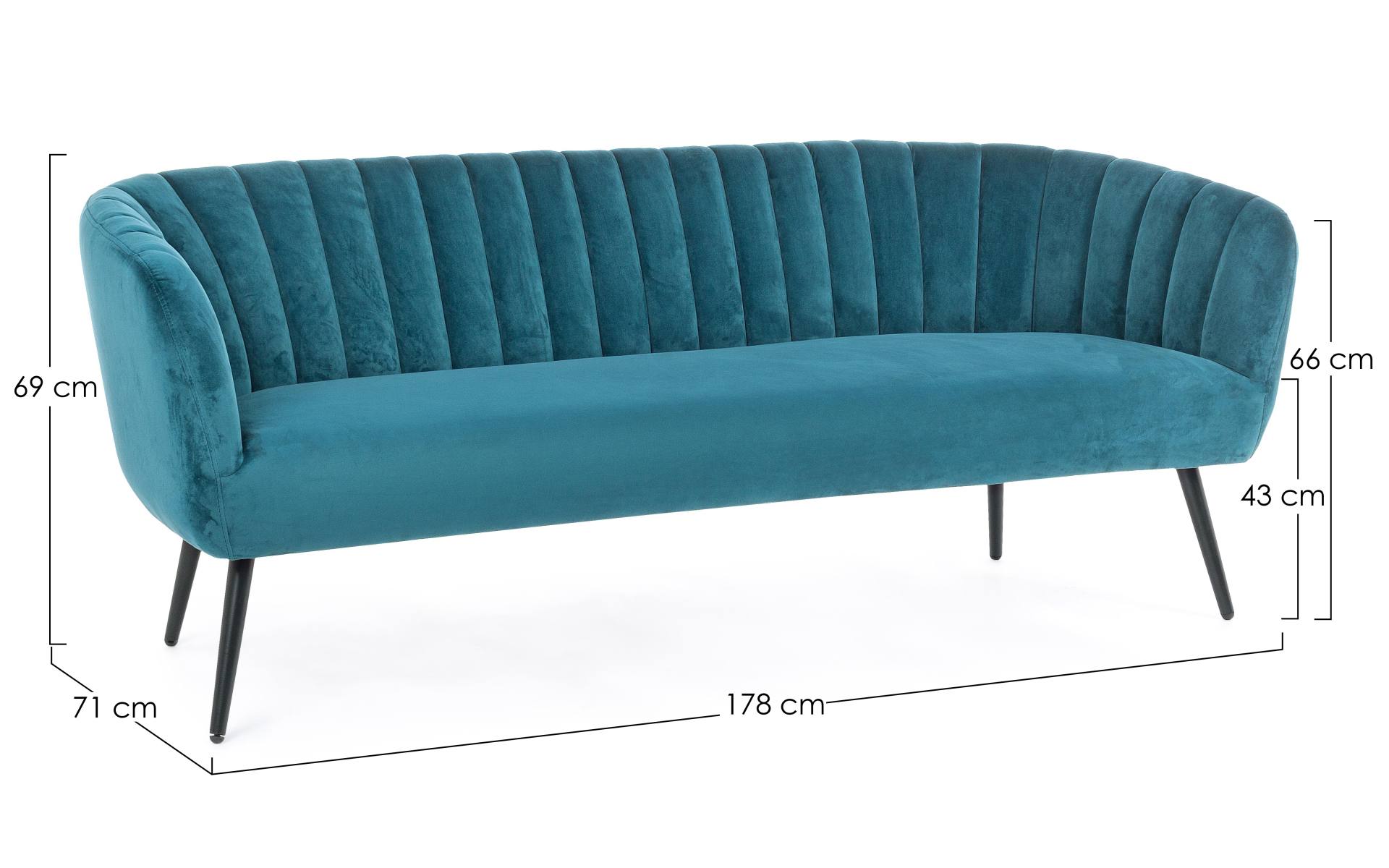 3-Sitzer Sofa Avril in Samt-Optik, Blau