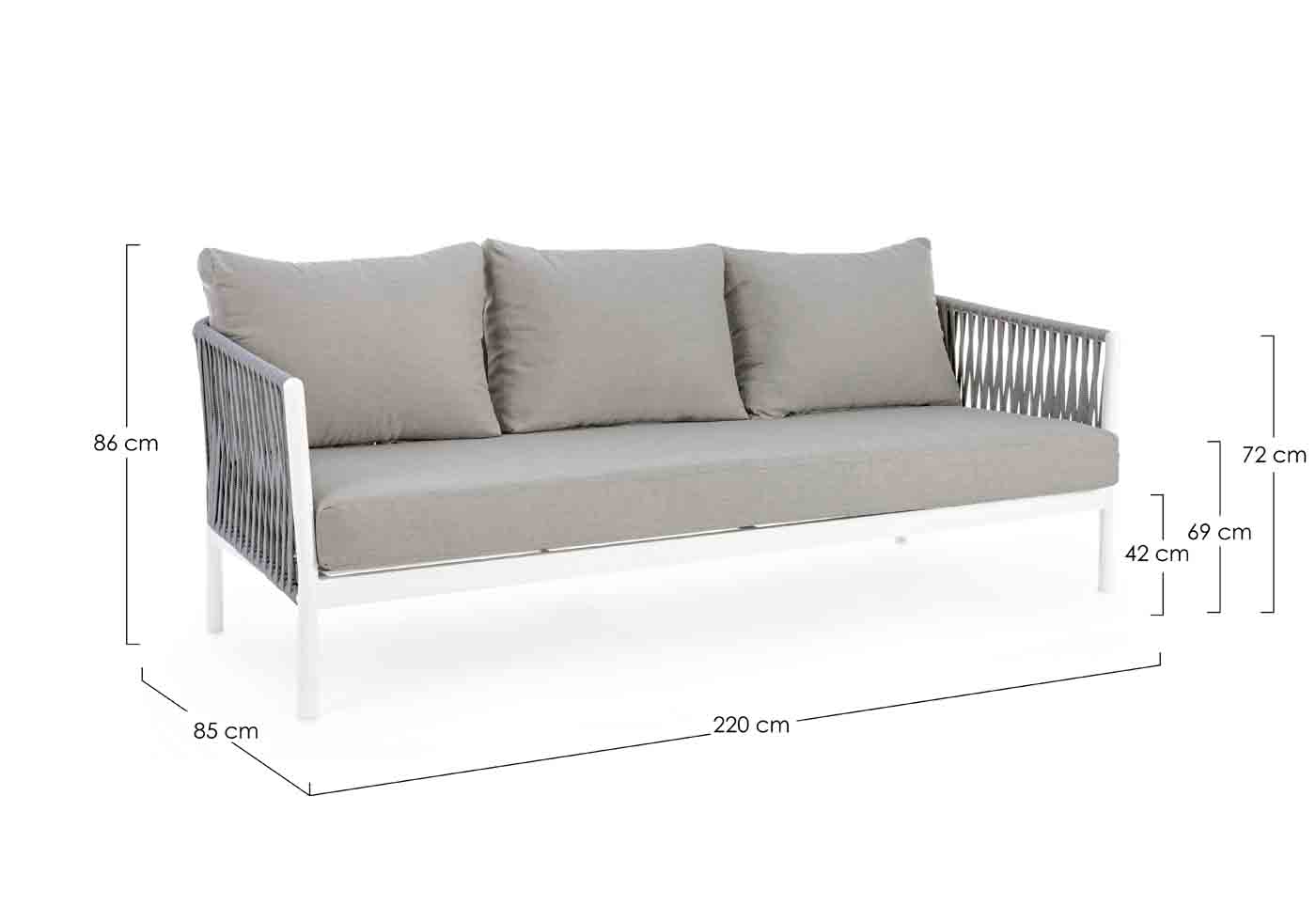 3-Sitzer Sofa Florencia mit Kissen, Weiß