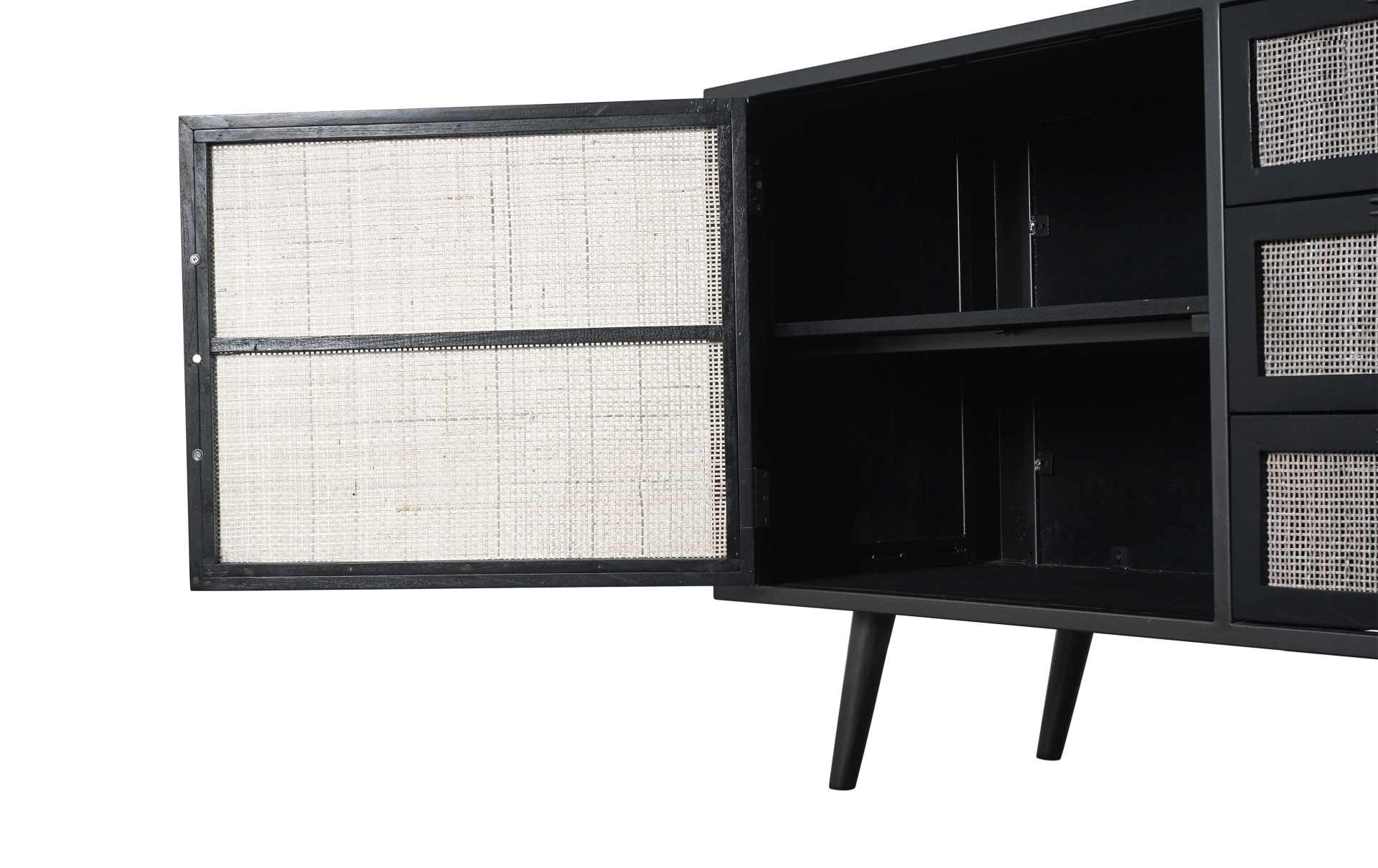 Sideboard Nordic Mindi Rattan mit Türen und Schubladen, 200 cm