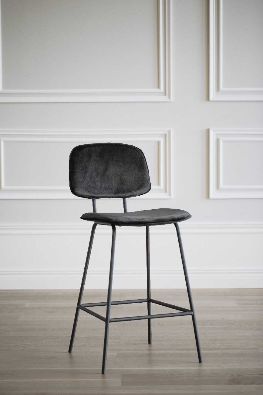 Barhocker Bryan, Samt Schwarz