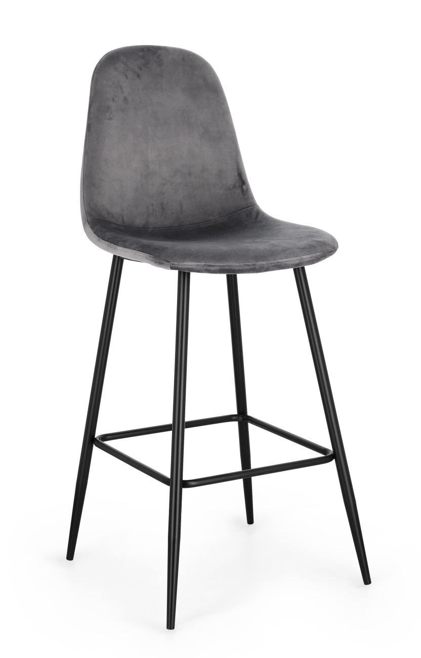 Barhocker New Irelia 2er- Set aus Samt, Dunkelgrau