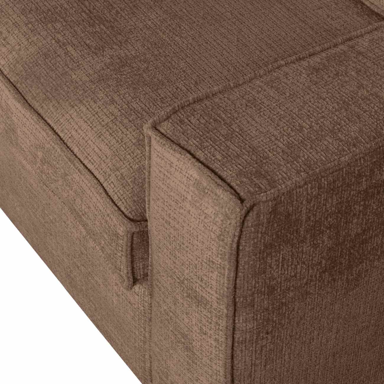 Ecksofa Hajo aus Chenille-Stoff Links, Mud