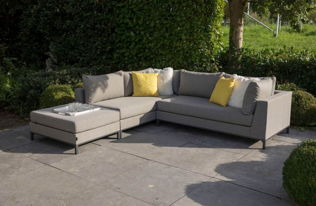 Gartenecksofa Sicilie mit Kissen Links, Hellgrau