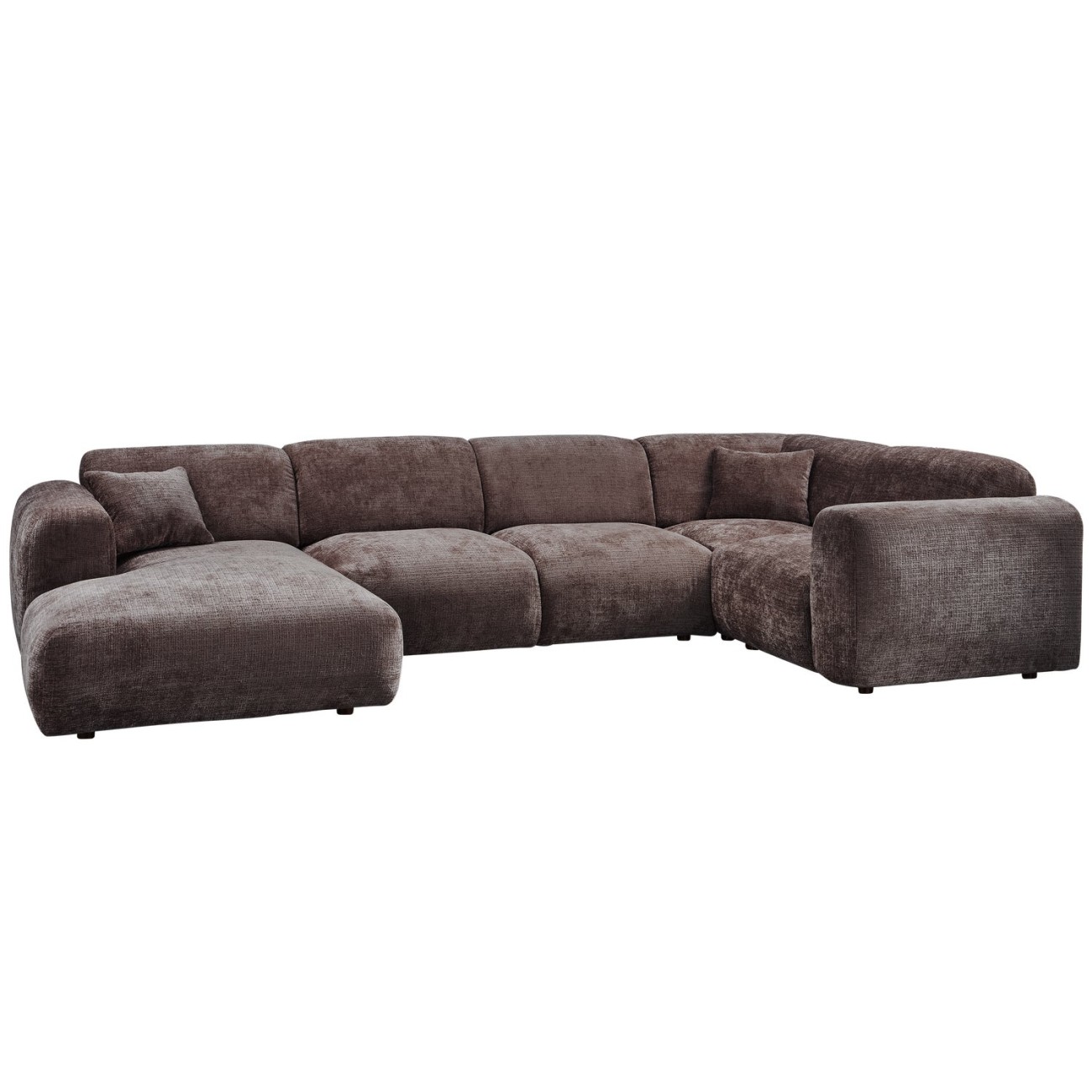 Ecksofa Cloud aus Chenille-Stoff Rechts, Braun