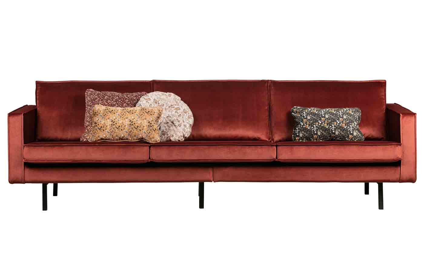 Rodeo Sofa 3-Sitzer Samt, Rot