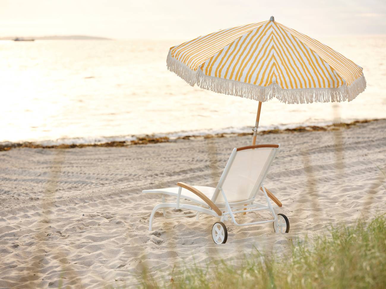 Sonnenschirm Gatsby Ø 185 cm, Gelb / Weiß