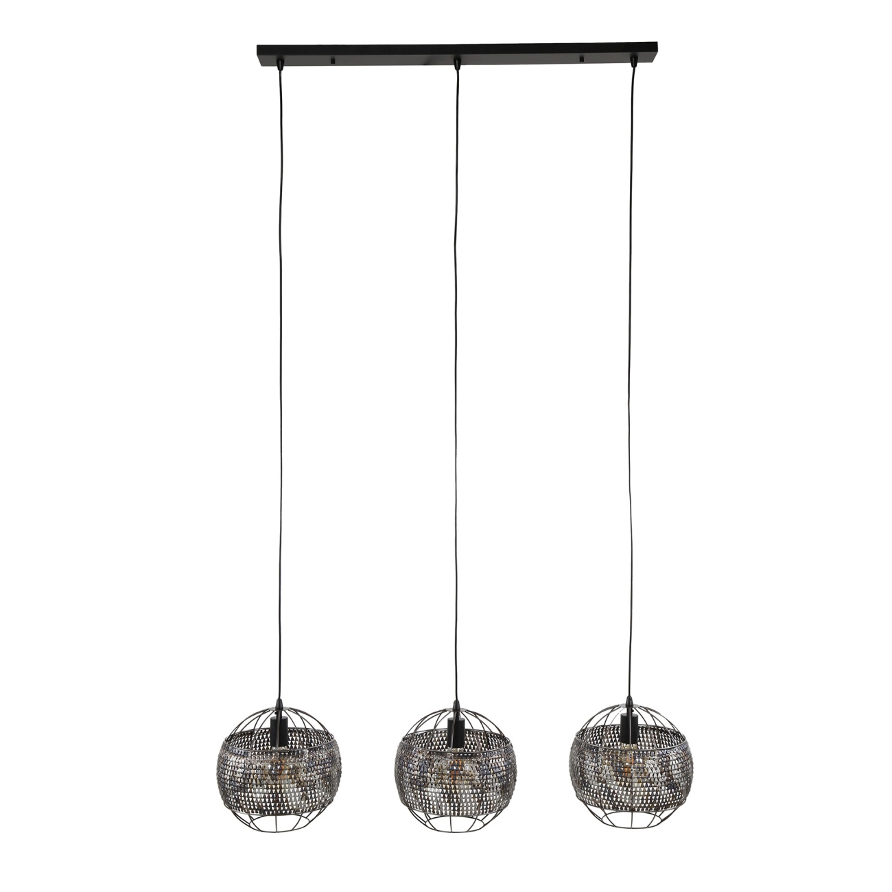 Hängeleuchte Crocodi mit LED, 3-flammig - Metall Schwarzbraun, Ø 25 cm