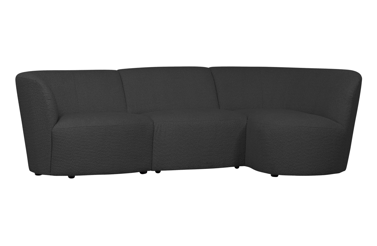 Ecksofa Coco aus Boucle-Stoff Rechts, Dunkelgrau