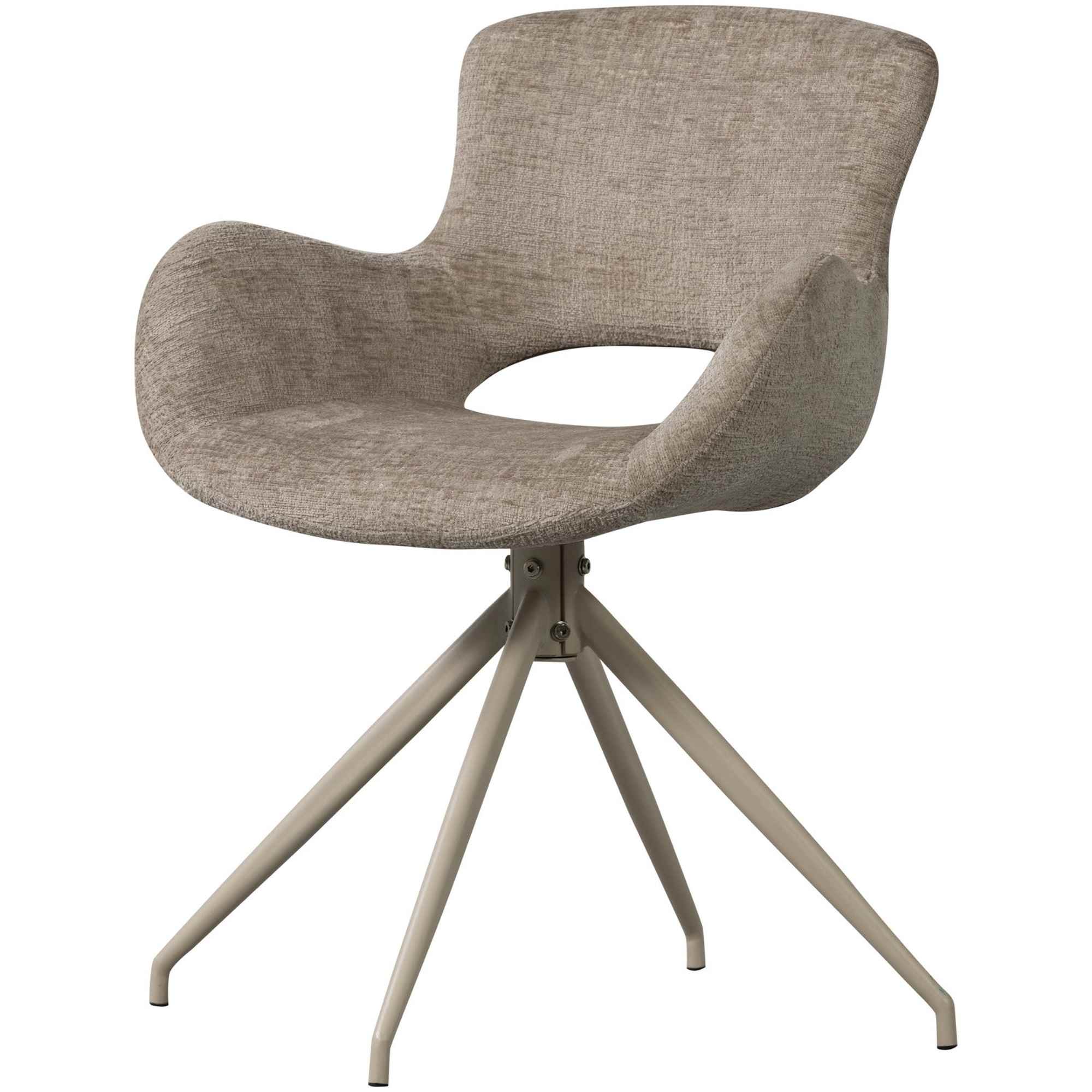 Esszimmerstuhl Eliva 2er-Set aus groben Samt in Sand – luxuriös, drehbare mit Metallgestell