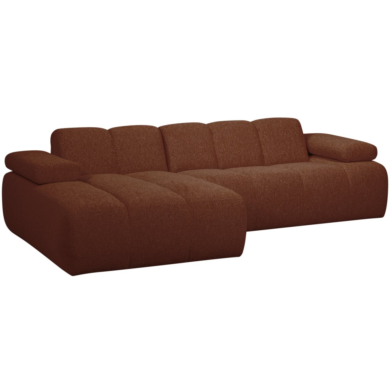 Chaiselongue Mojo aus Boucle-Stoff Links, Rostbraun