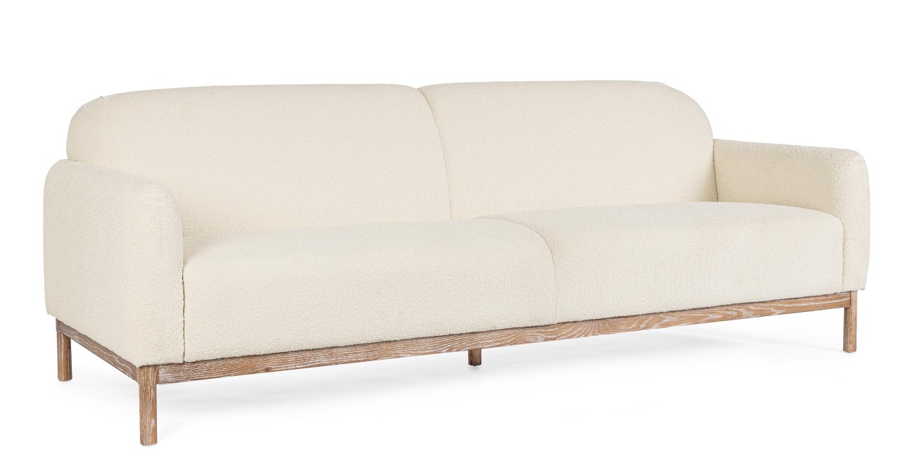 Sofa Detroit aus Bouclè-Stoff, Creme