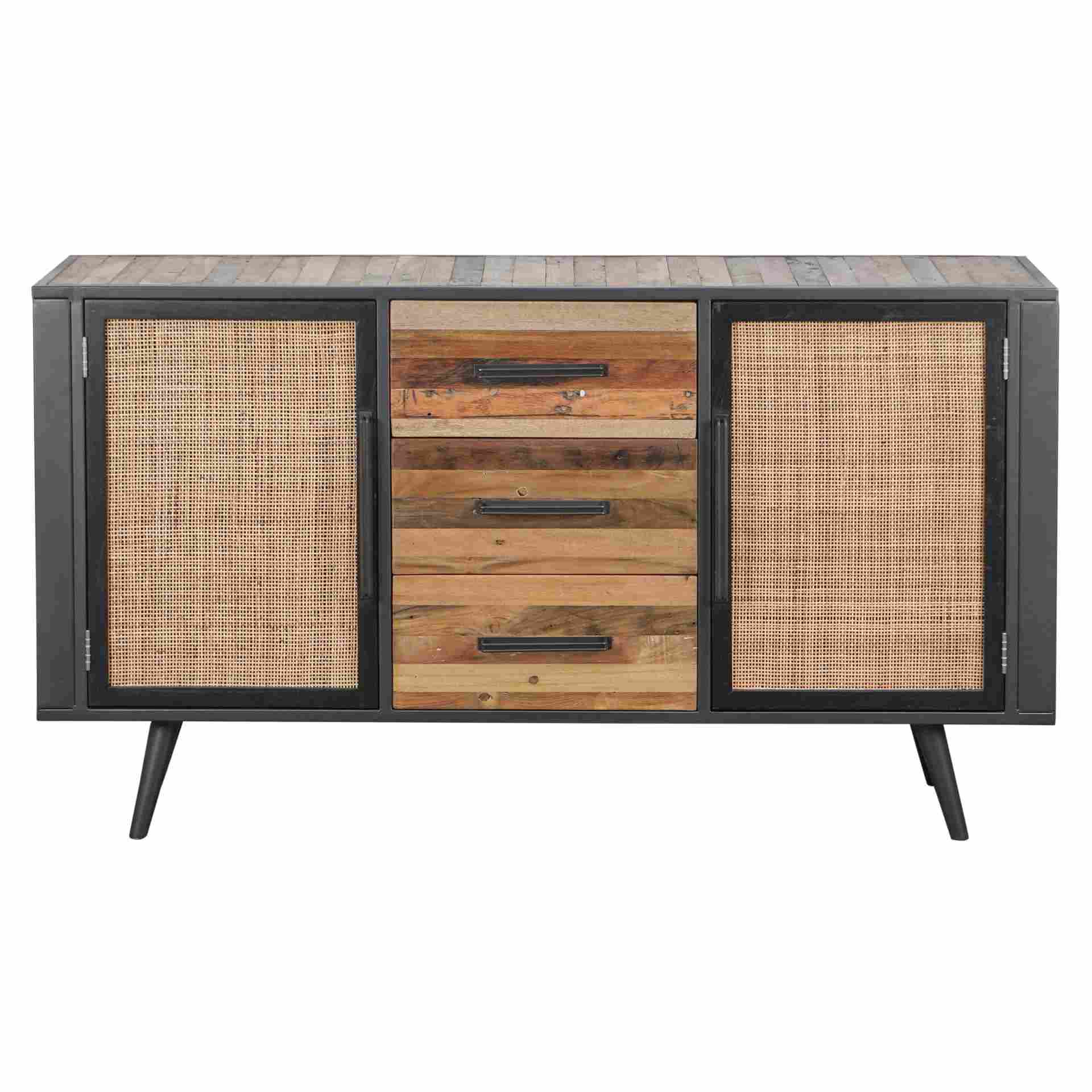 Sideboard Nordic Rattan mit Türen und Schubladen, 160 cm