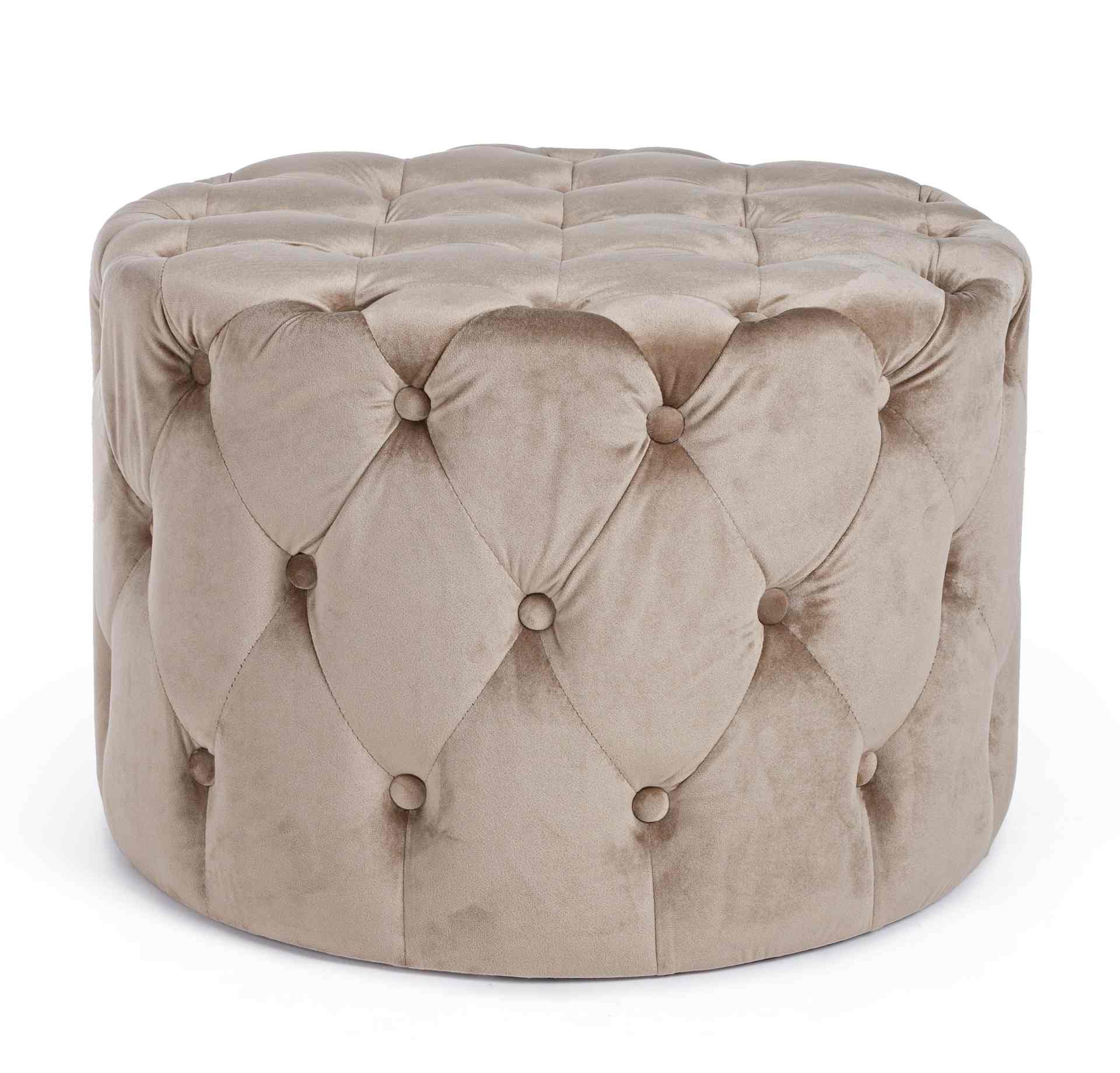 Pouf Lorella in Samt-Optik, Taupe