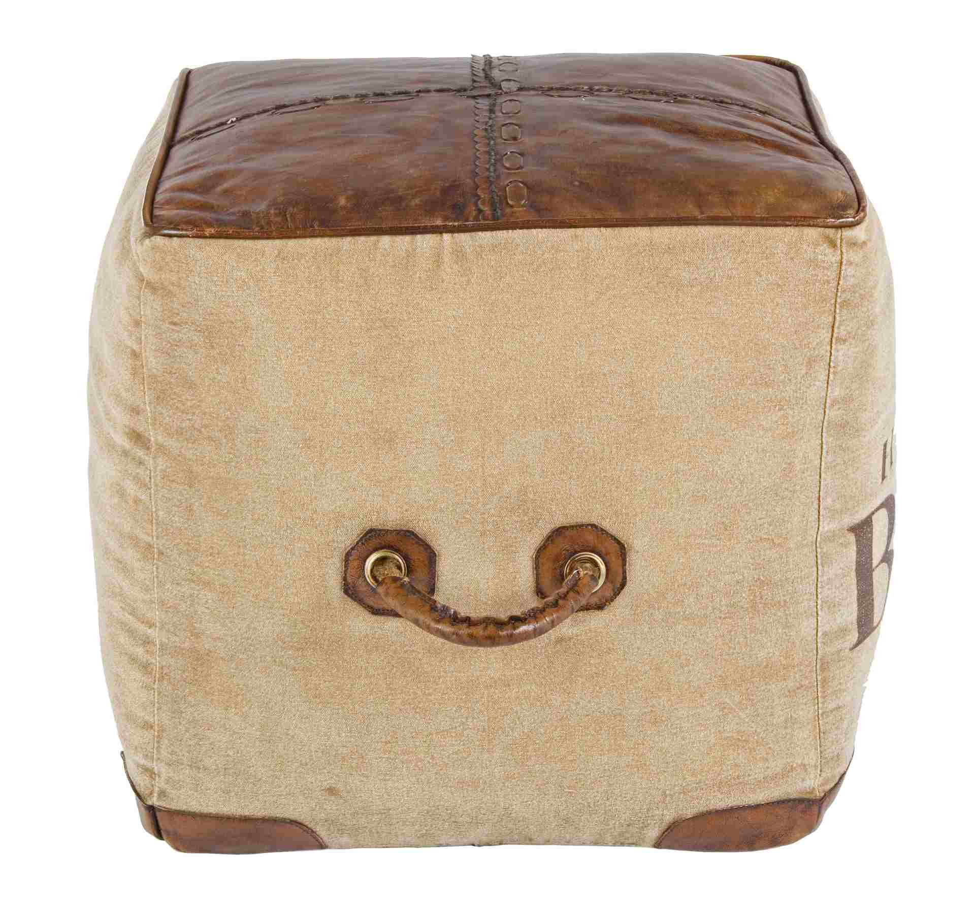 Pouf Asanparke aus Leder, Braun