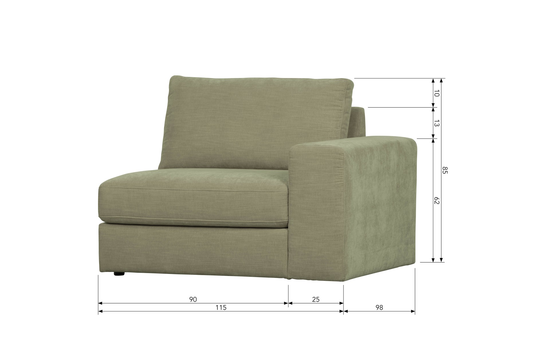 Modulsofa Family 1-Seat Element Rechts, Grün