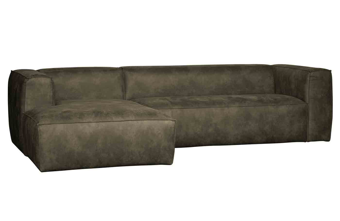 Ecksofa Bean Lederoptik, links Army