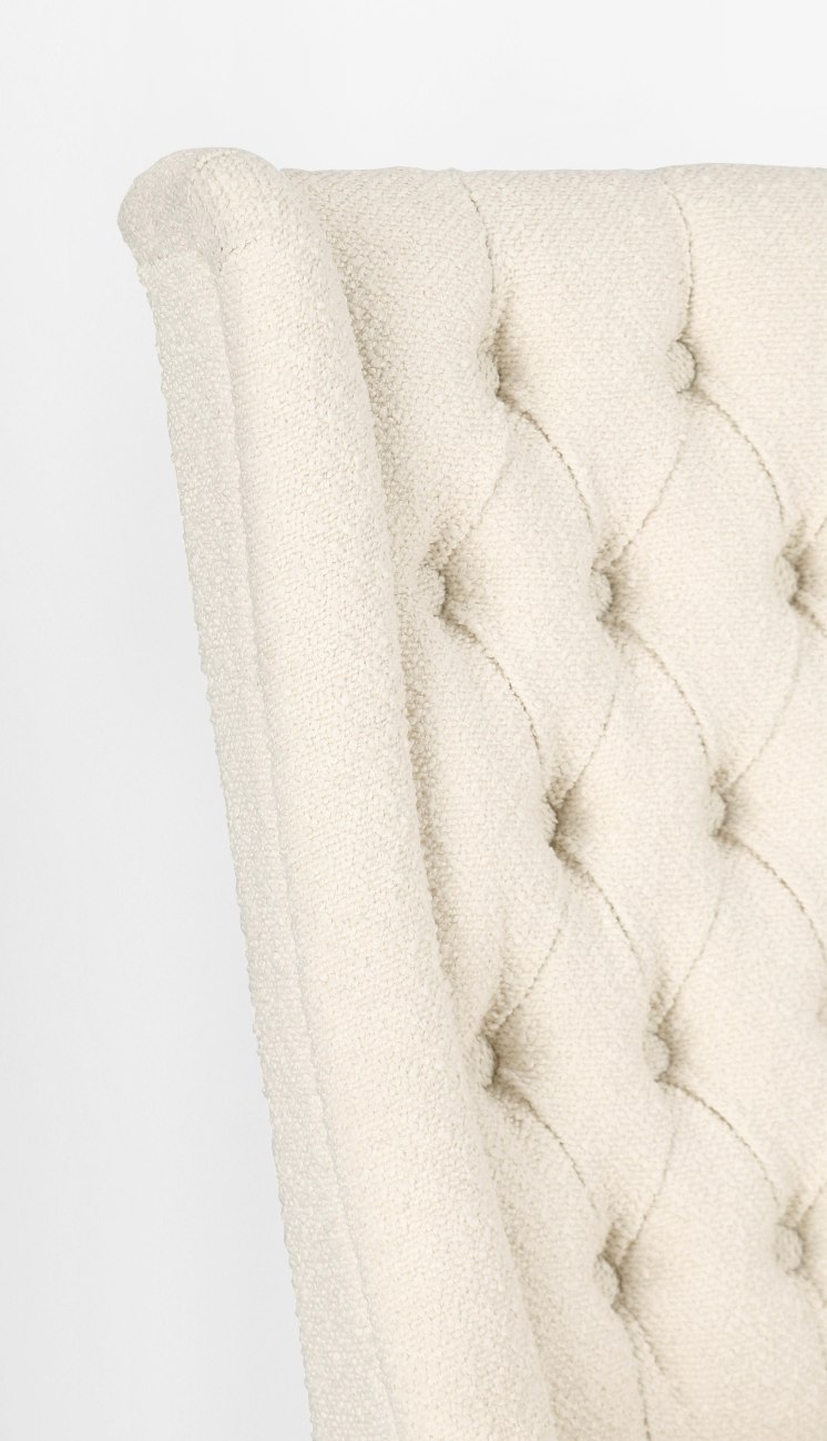 Esszimmerstuhl Columbia aus Bouclé-Stoff, Creme