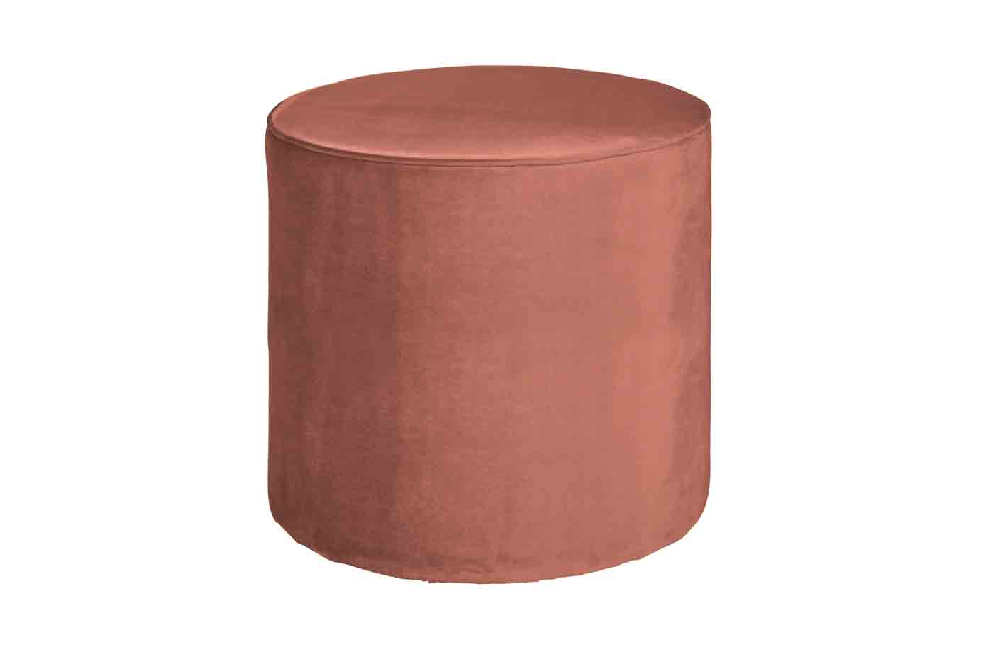 Hocker Sara Samt, Ø 46cm Rosa