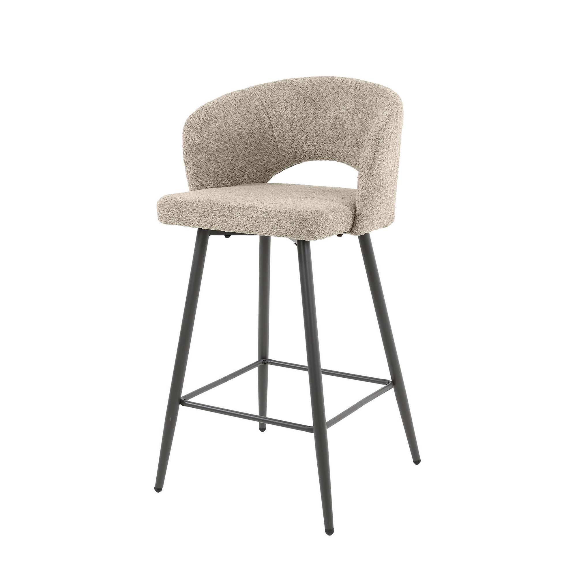 2er-Set Barhocker Boulse mit Armlehne - Boucle, Sand
