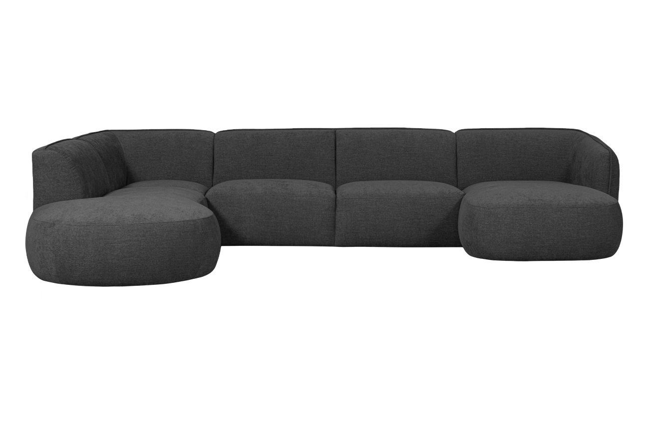 Sofa Polly U-Form aus Webstoff Links, Grau