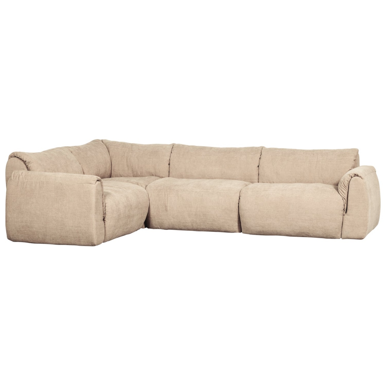 Ecksofa Baggy aus Chenille-Stoff Links, Sand