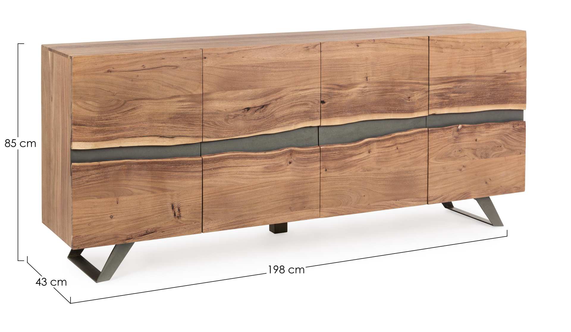 Sideboard Aron aus Akazienholz, 198 cm