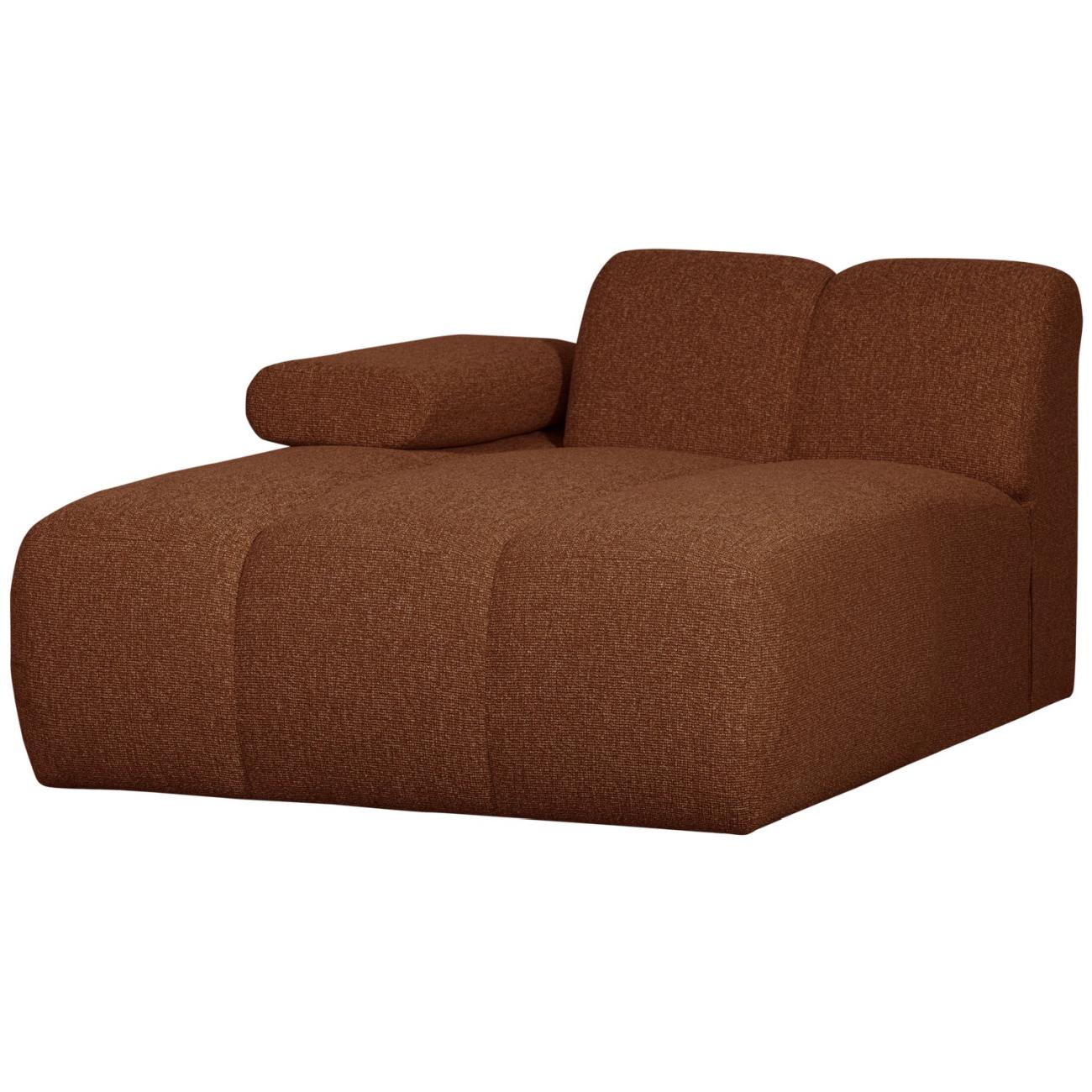 Modulsofa Mojo Bouclé-Stoff, modern und flexibel, Chaiselongue links, rostbraun, verstellbare Armlehnen