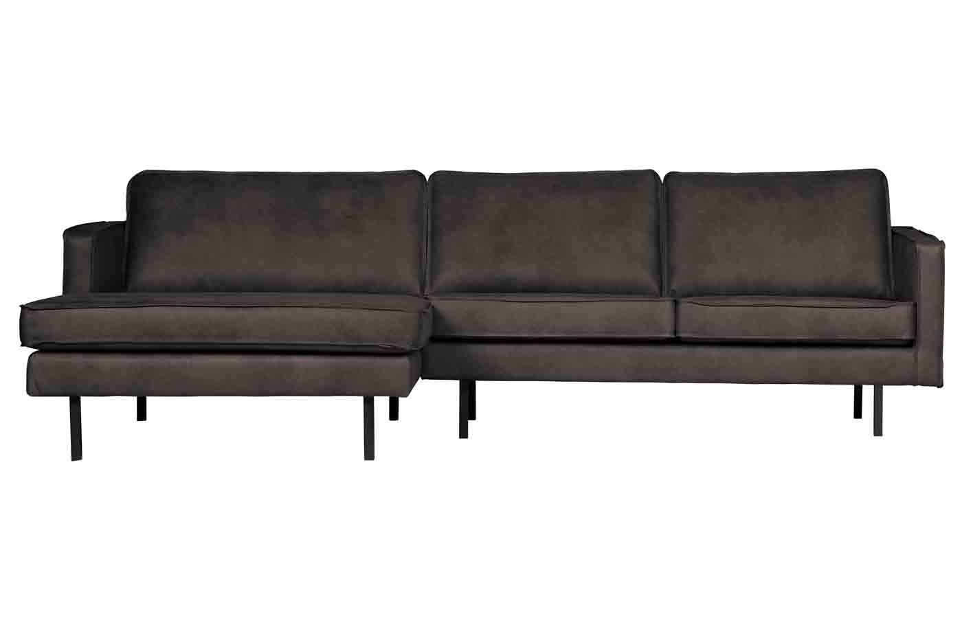 Ecksofa Rodeo Chaiselongue Lederoptik, links Schwarz