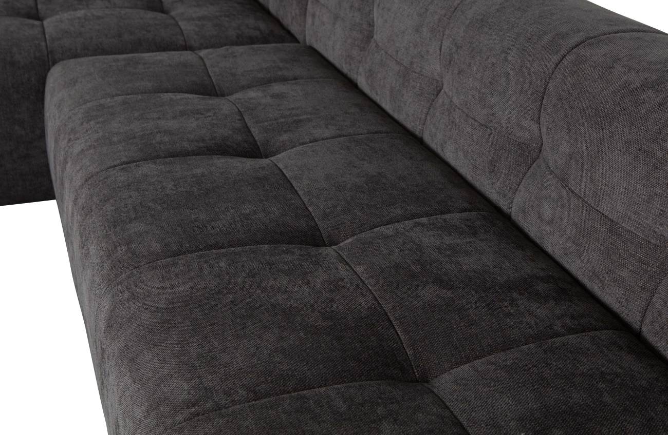 Ecksofa Grid aus Chenille-Gewebe Links, Grau