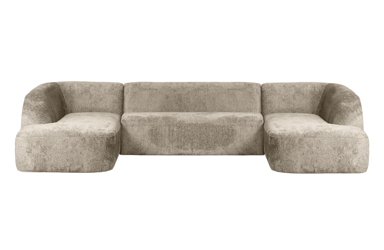 Sofa Sloping U-Form aus Struktursamt, Wheatfield