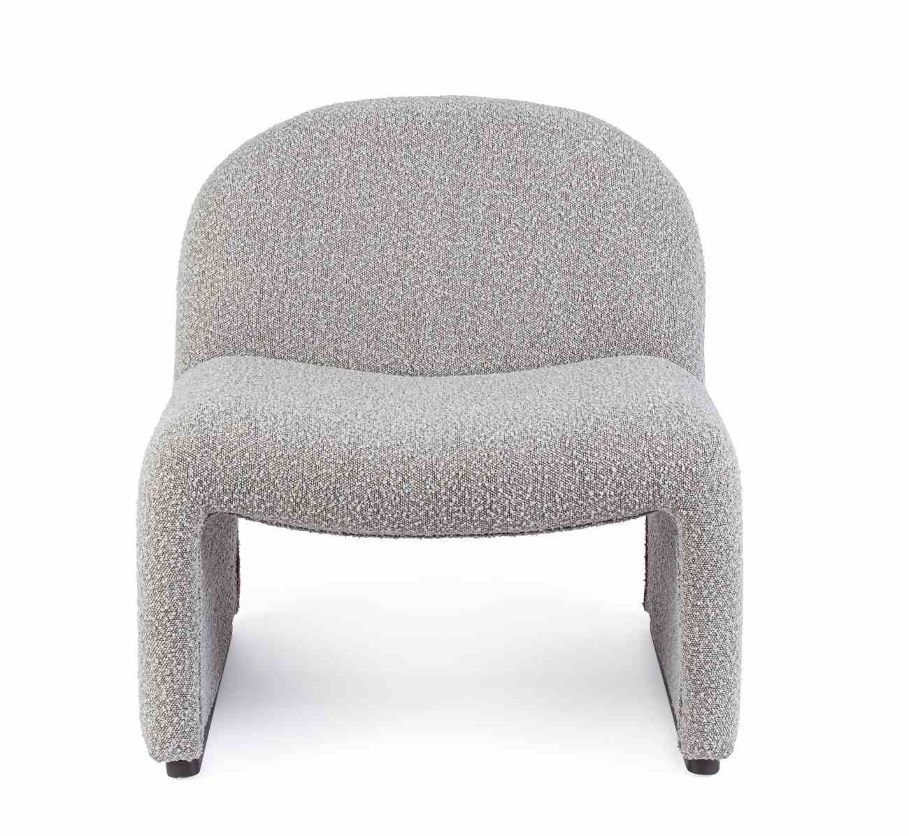 Sessel Bassilla aus Boucle-Stoff, Grau