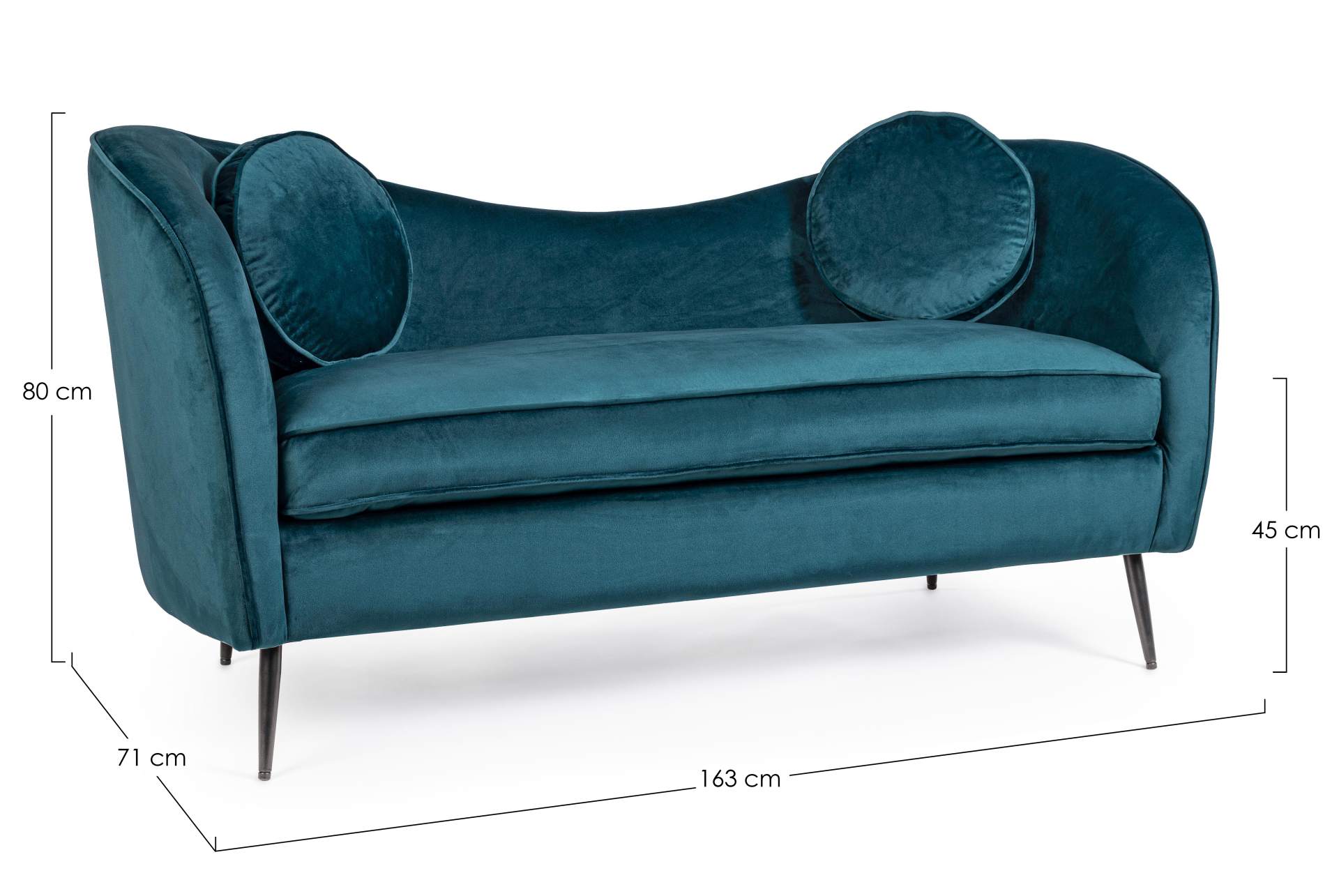 2-Sitzer Sofa Candis in Samt-Optik, Blau