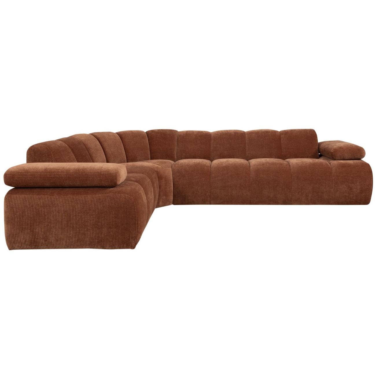 Ecksofa Mojo aus Flachcord Links, Rostbraun