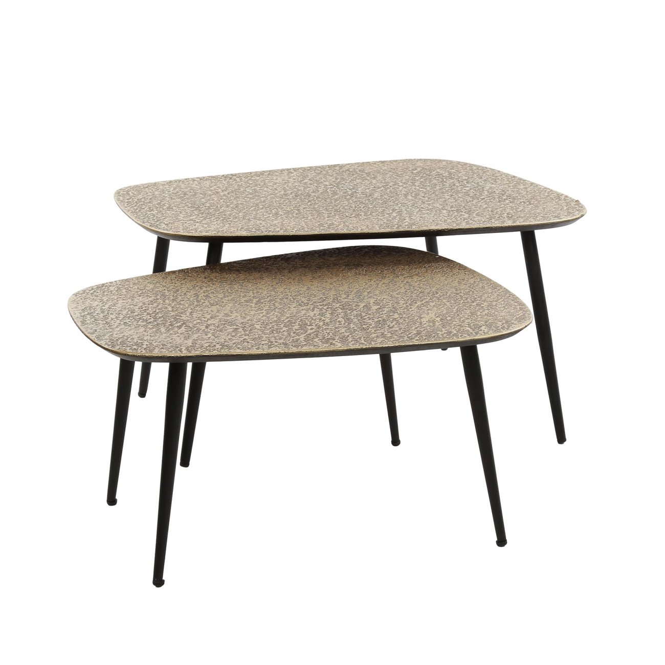 2er-Set Couchtisch Metlule - Metall in Gold, Viereckig