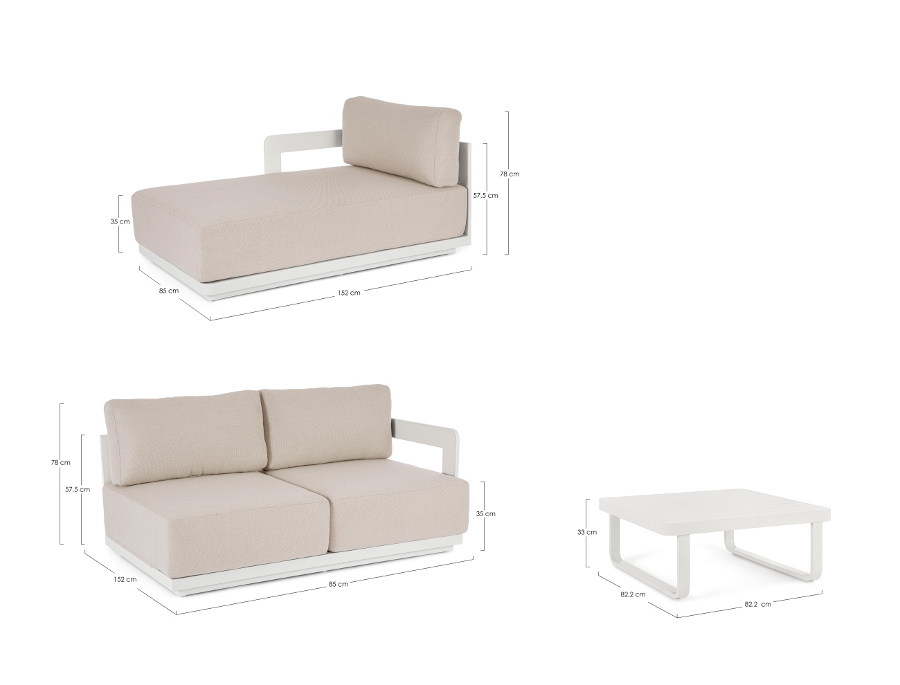Garten-Set Mariel, Gartenecksofa & Couchtisch