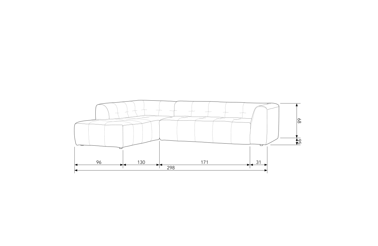 Ecksofa Grid aus Chenille-Gewebe Links, Grau