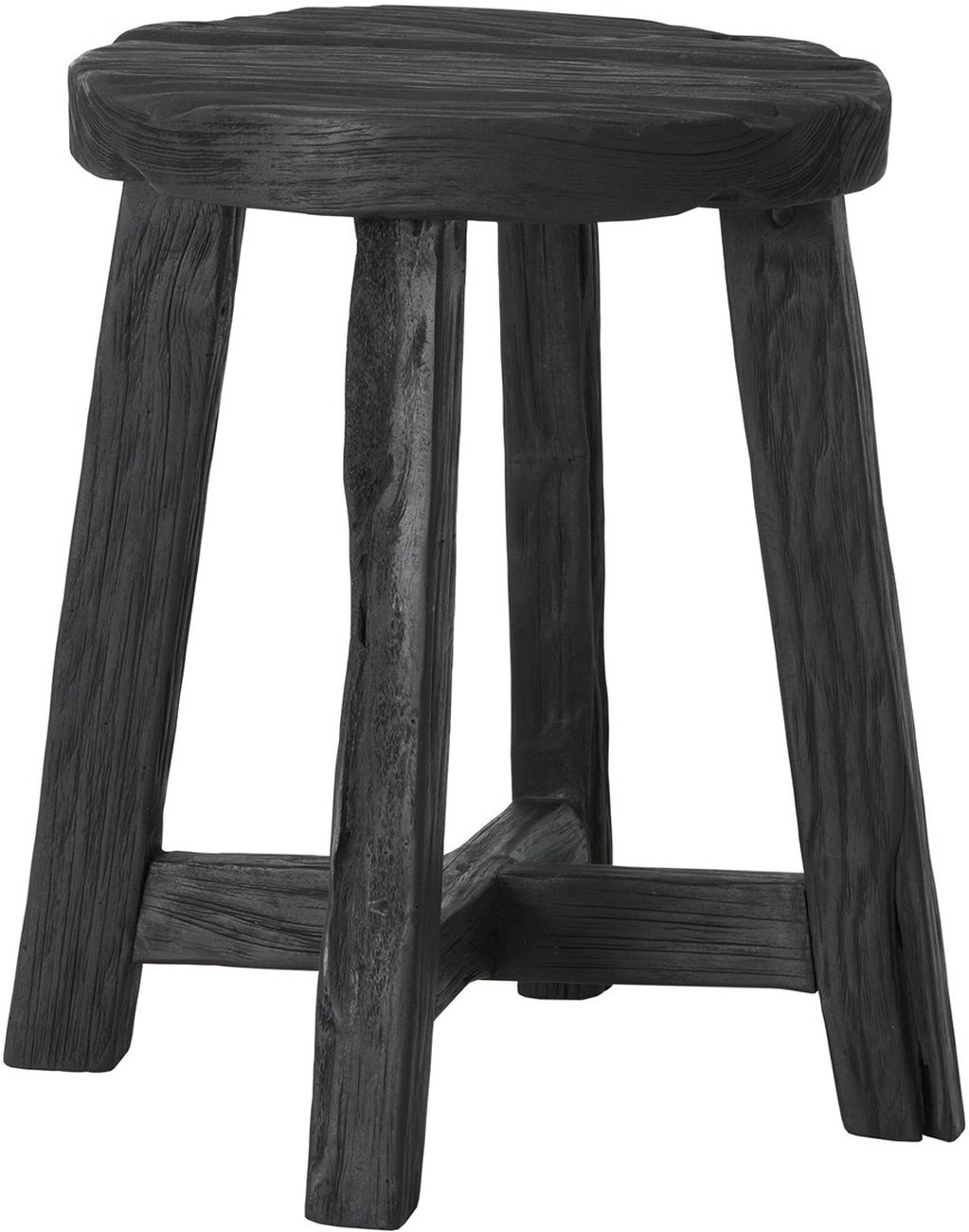 Hocker Gio aus Teakholz, Schwarz