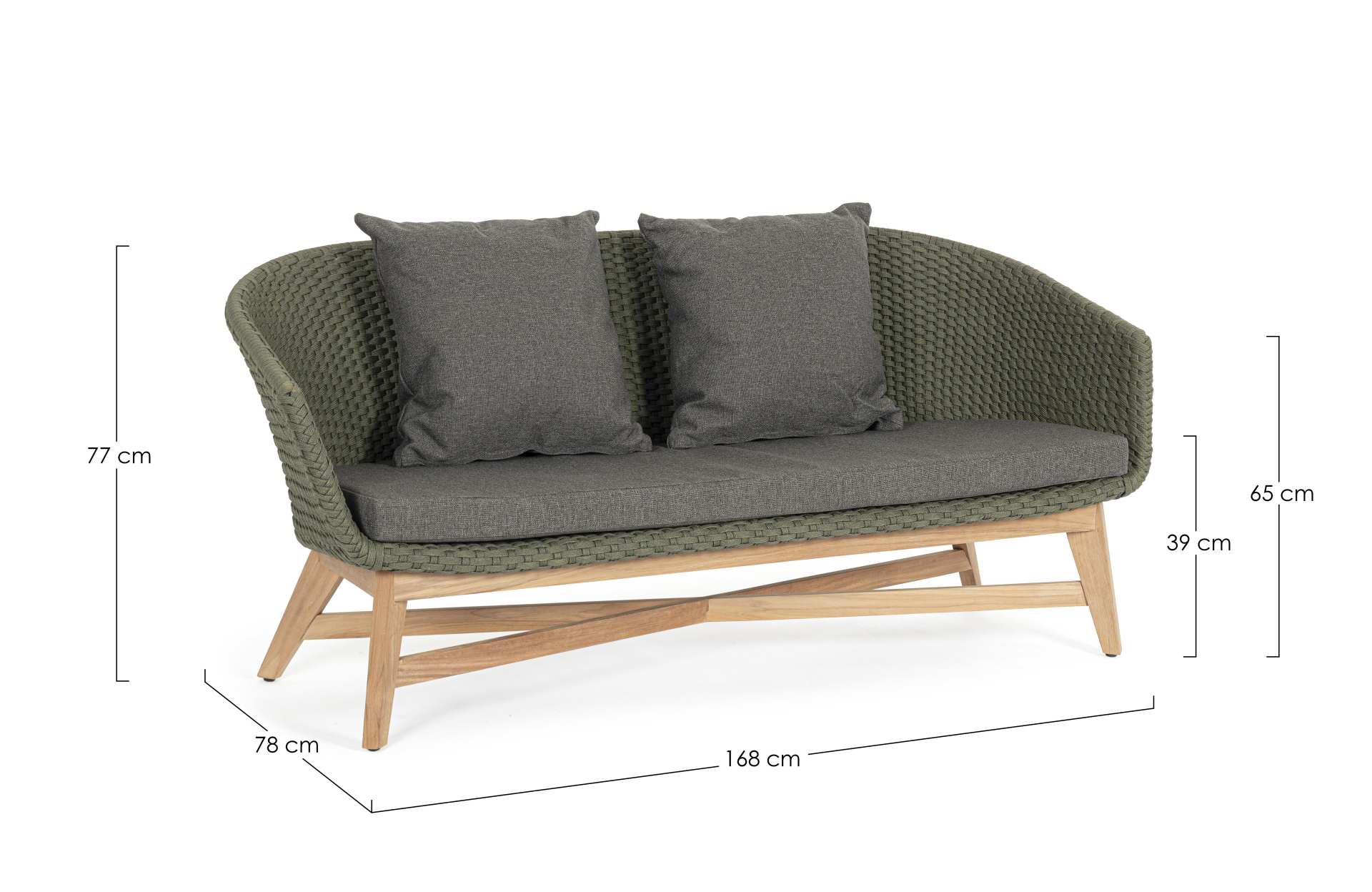 2 Sitzer Sofa Coachella mit Kissen, Grün