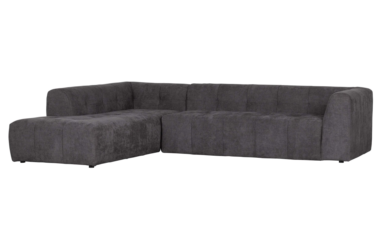 Ecksofa Grid aus Chenille-Gewebe Links, Grau