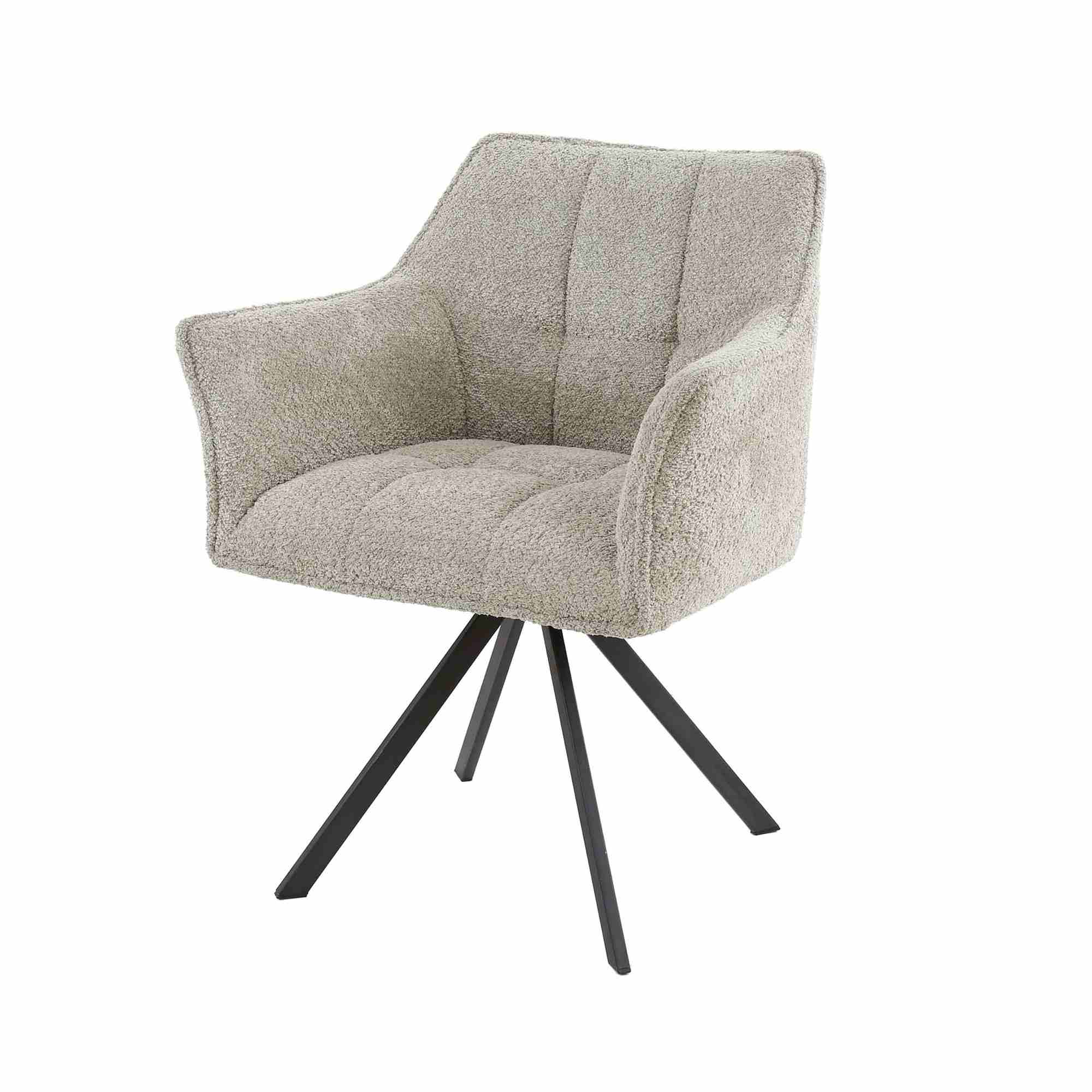 2er-Set Armlehnstuhl Spinras Drehbar - Boucle, Sand