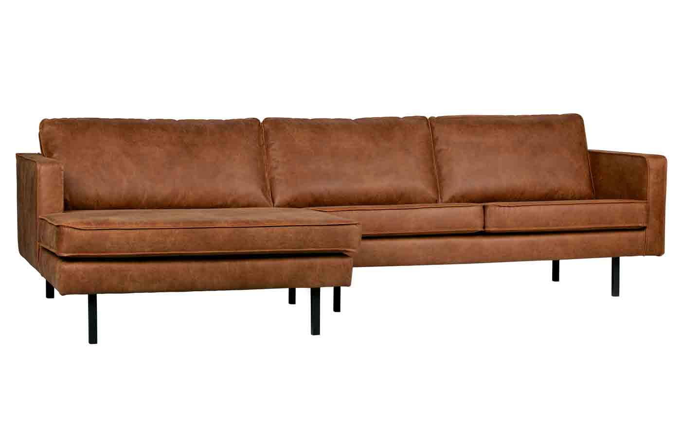 Ecksofa Rodeo Chaiselongue Lederoptik, links Cognac