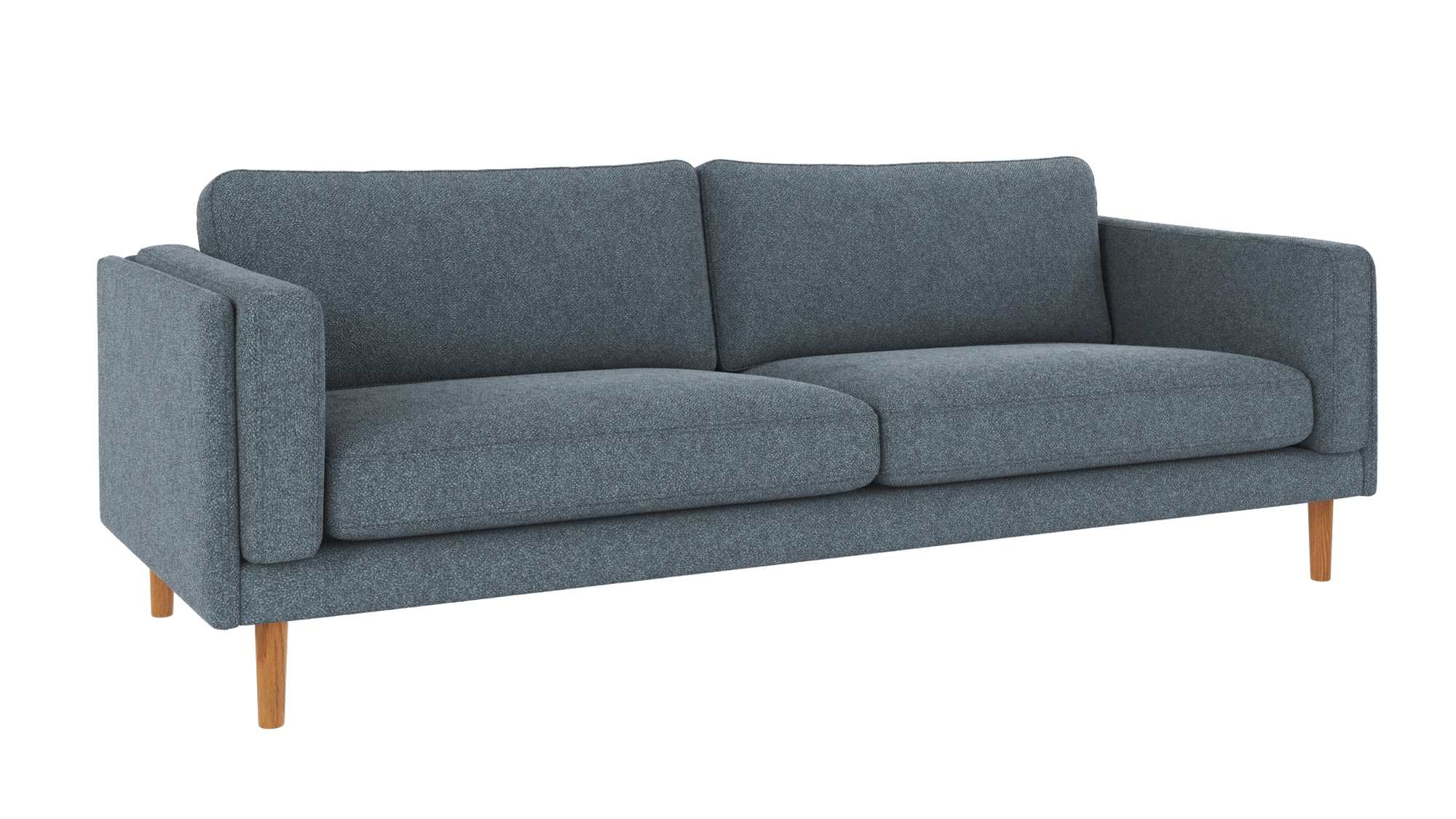 Sofa Braden 3-Sitzer, Beine Eiche, Bezug Bobby Blau