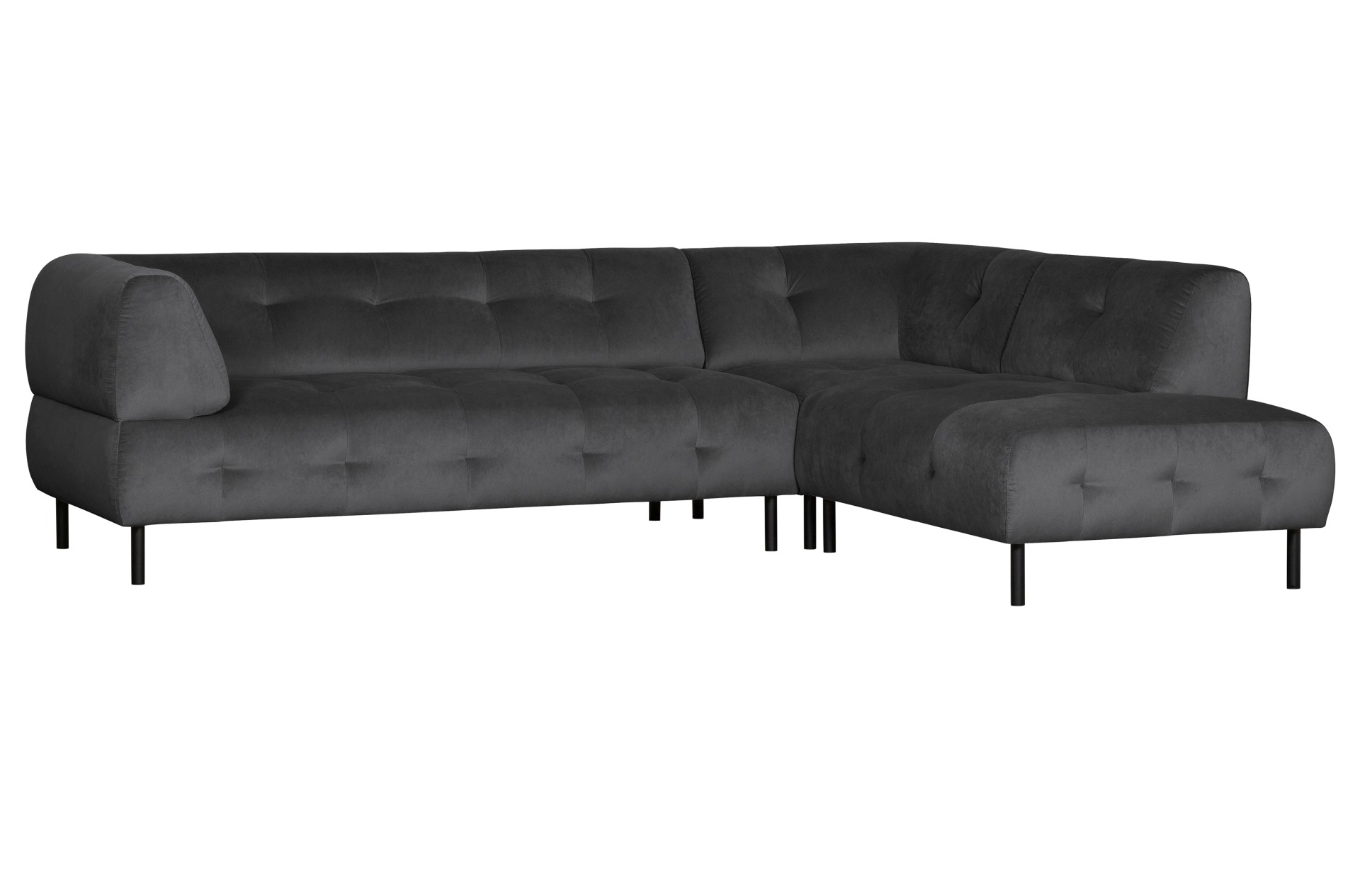 Ecksofa Lloyd mit Samtbezug, Rechts, Schwarz