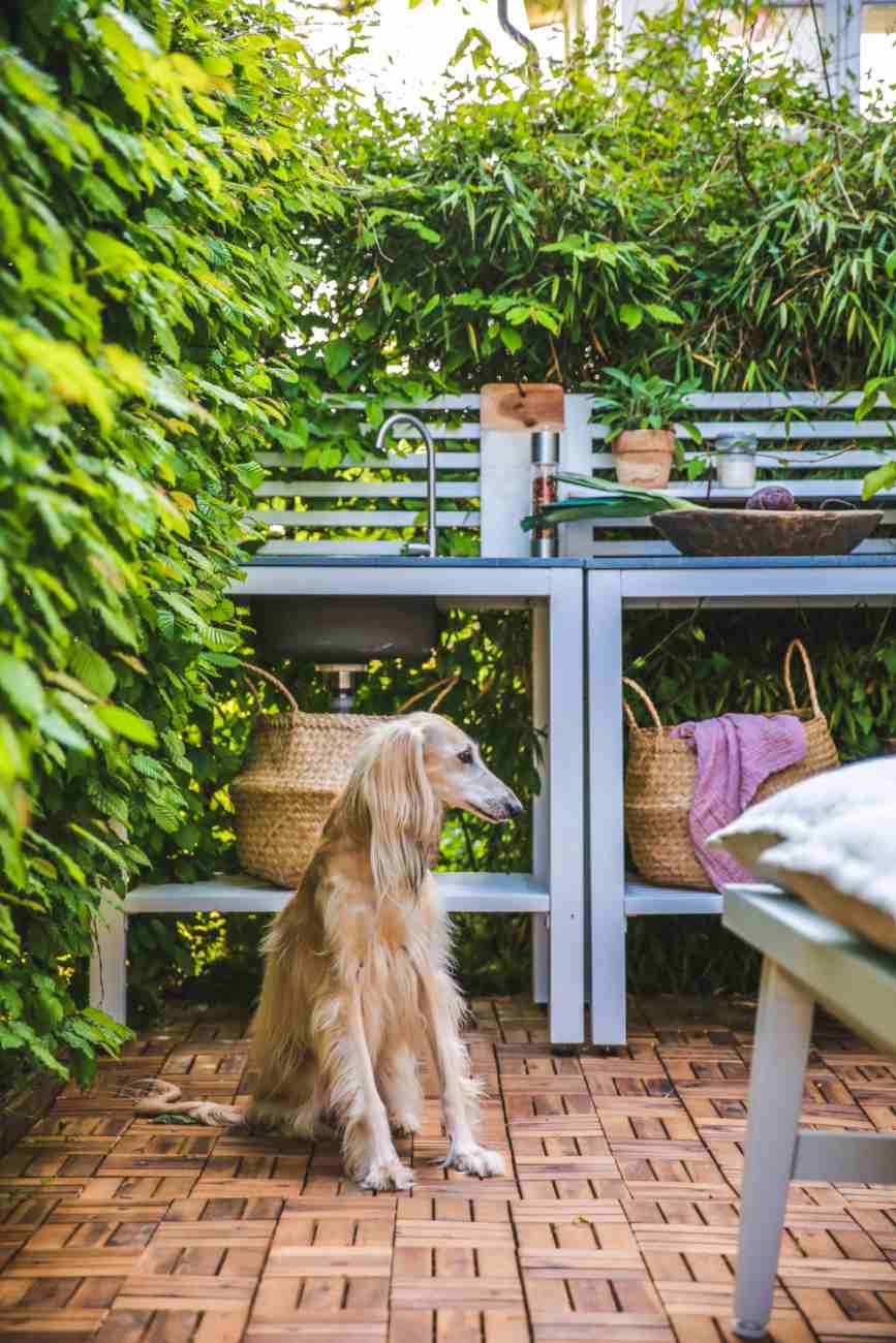 Gartenküche Bellac mit Waschbecken, Weiß