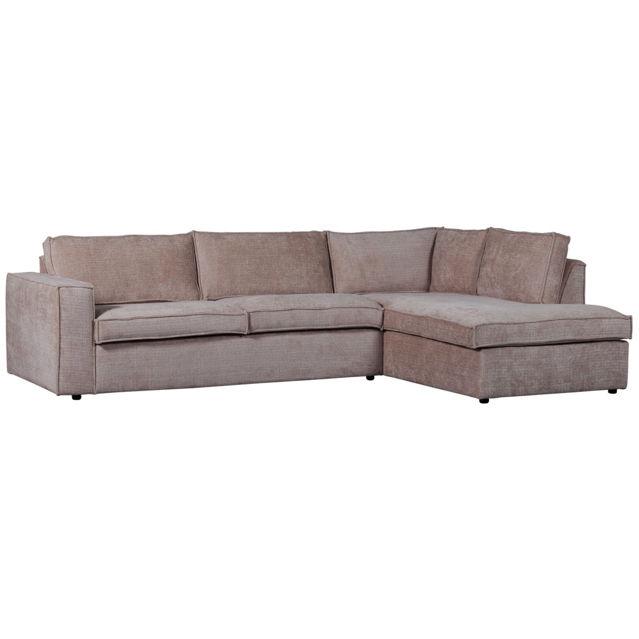 Ecksofa Hajo aus Chenille-Stoff Rechts, Taupe