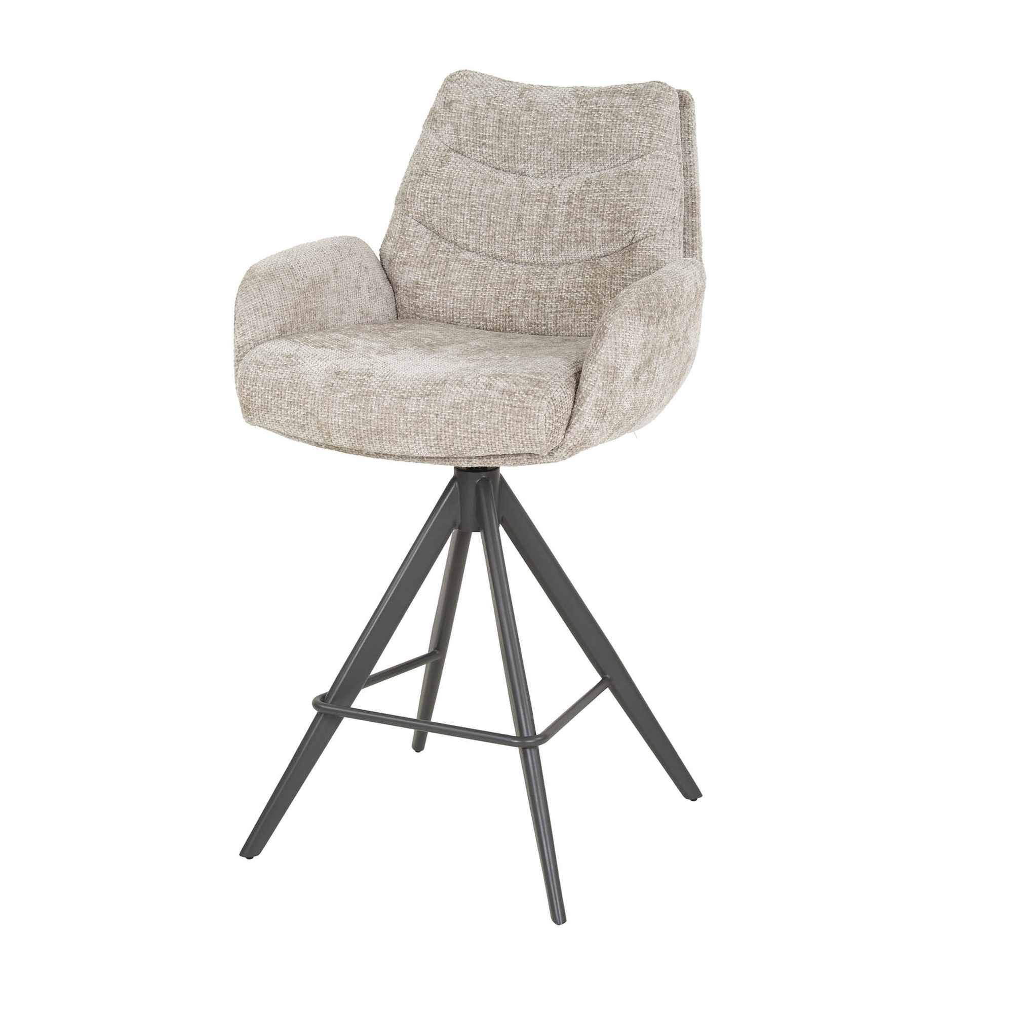 2er-Set Barhocker Riloure mit Armlehne, Drehbar - Webstoff, Sand