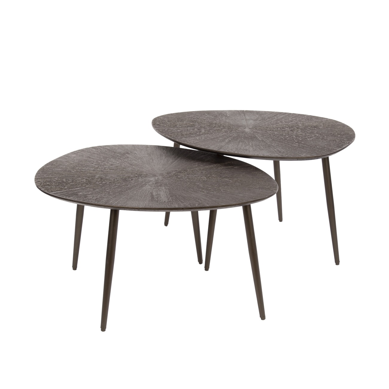 2er-Set Couchtisch Taroya - Metall in Braun, Dreieckig