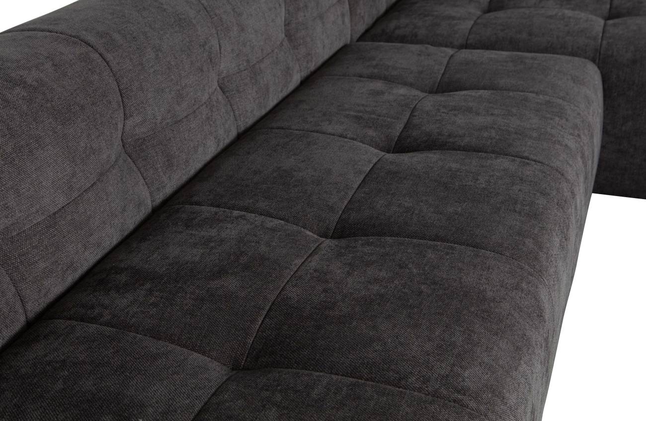 Ecksofa Grid aus Chenille-Gewebe Rechts, Grau