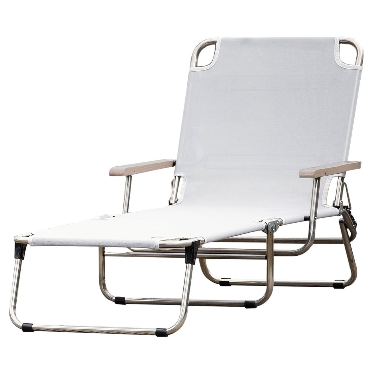 Dreibeinliege Amigo 40+ aus Aluminium mit Armlehne, Weiß