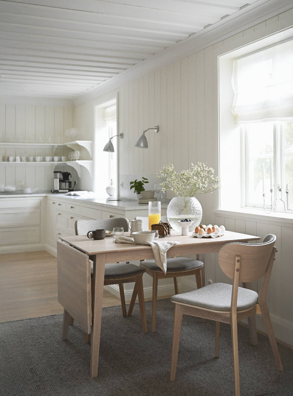 Klapptisch Filippa, 120/165x80cm, Eiche Weiß pigmentiert